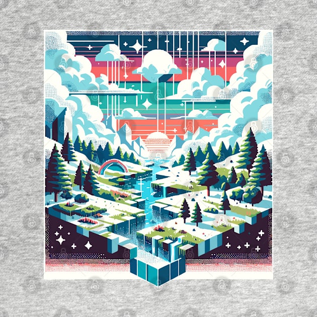 Digital Wonderland: Enhanced Pixel Landscape by Graphic Wonders Emporium